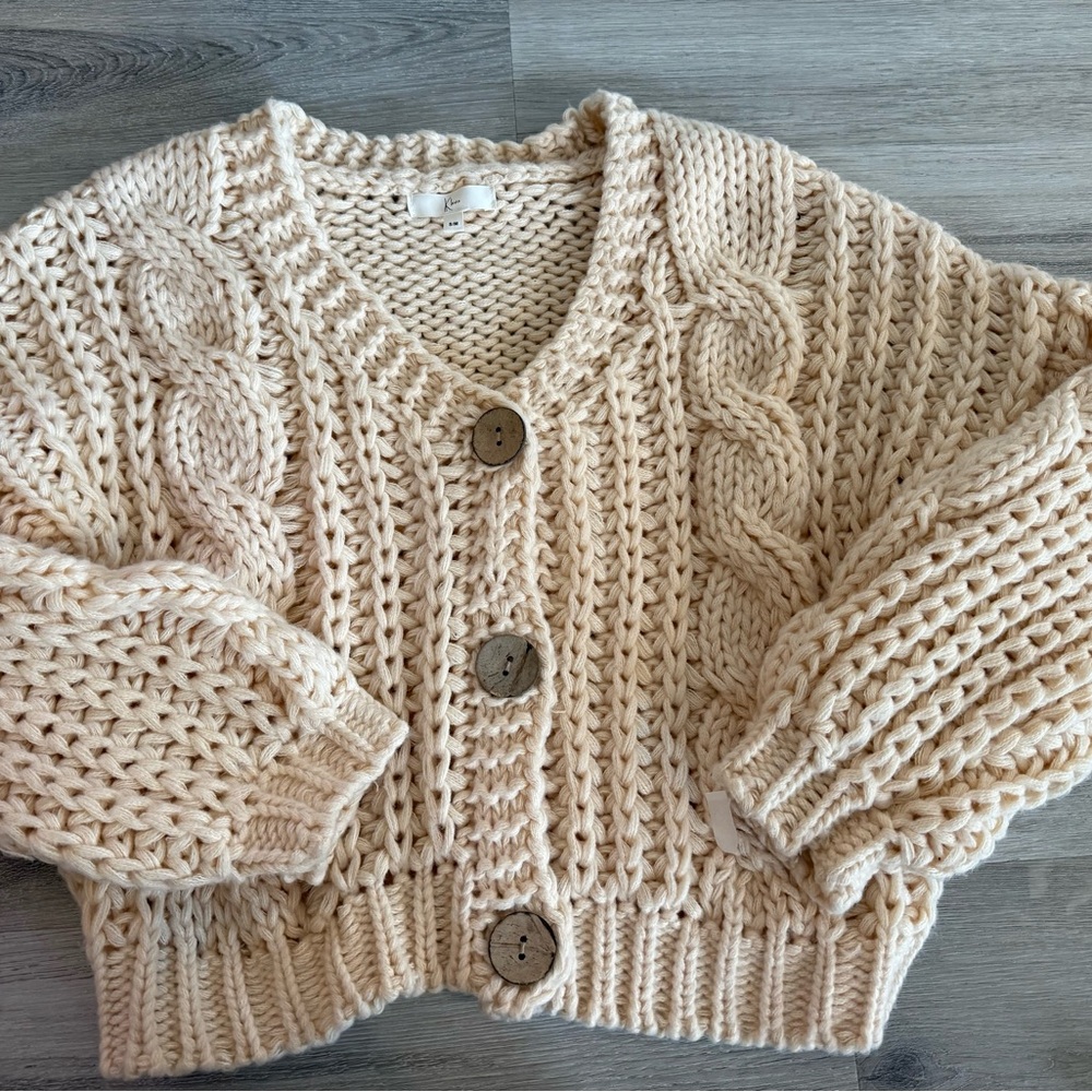 Cozy Cable Knit Cardigan in Cream